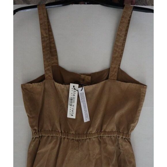 Alice + Olivia CC105A20803 Women's Sz 2 Tan Tiana Linen-Blend Jumpsuit $395 - Picture 8 of 12